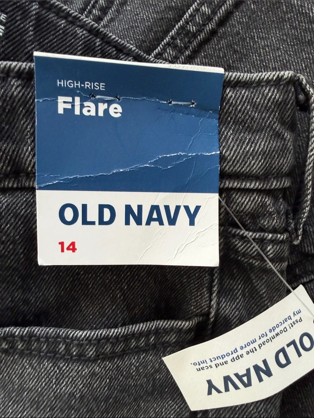 NWT Old Navy Black High-Rise Flare Jeans —  Girls Stretch Denim